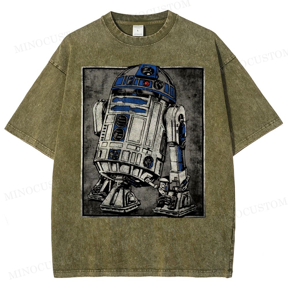 Retro Sci-Fi Robot Washed T-Shirt 