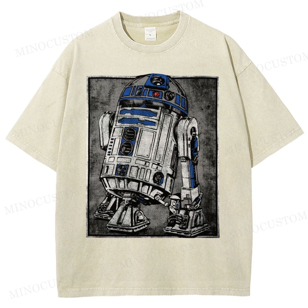 Retro Sci-Fi Robot Washed T-Shirt 