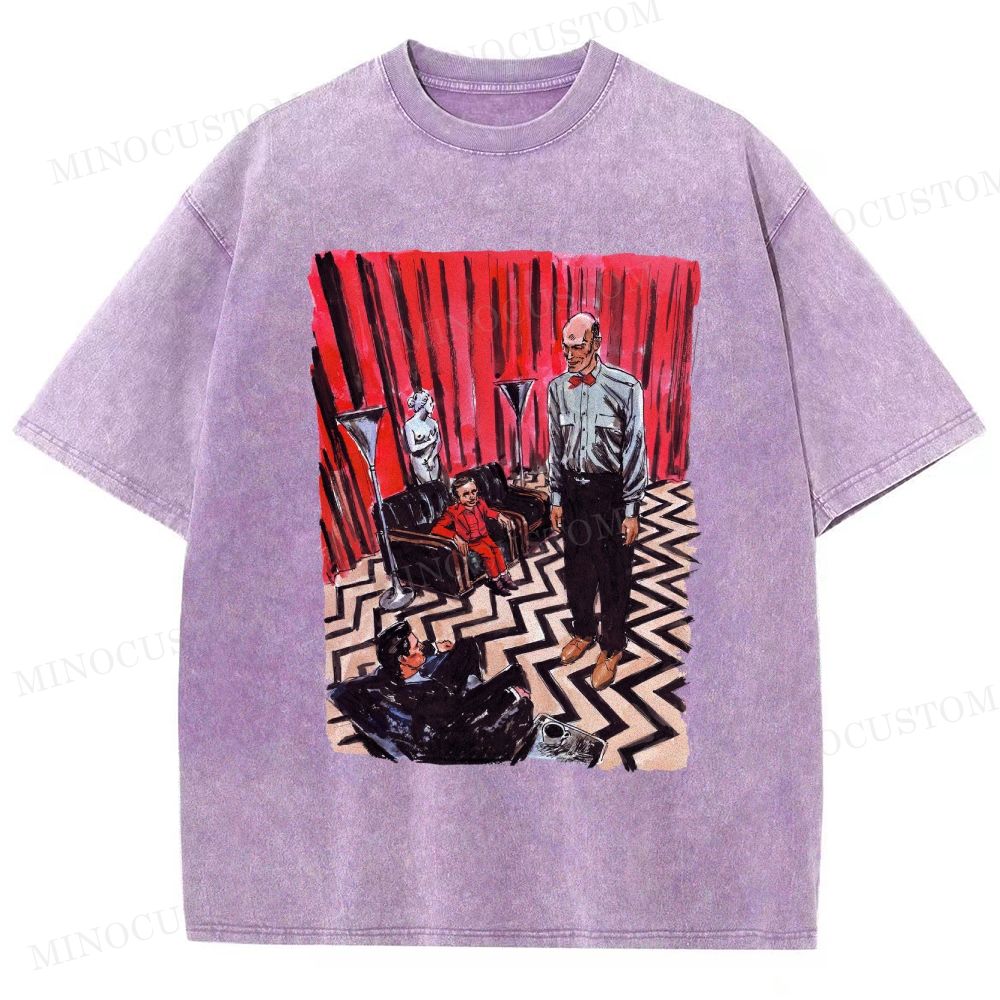 Twin Peaks Black Lodge Watercolor Art Washed T-Shirt