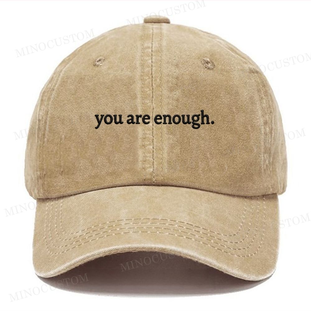 'You Are Enough' Vintage Casual Washed Cap