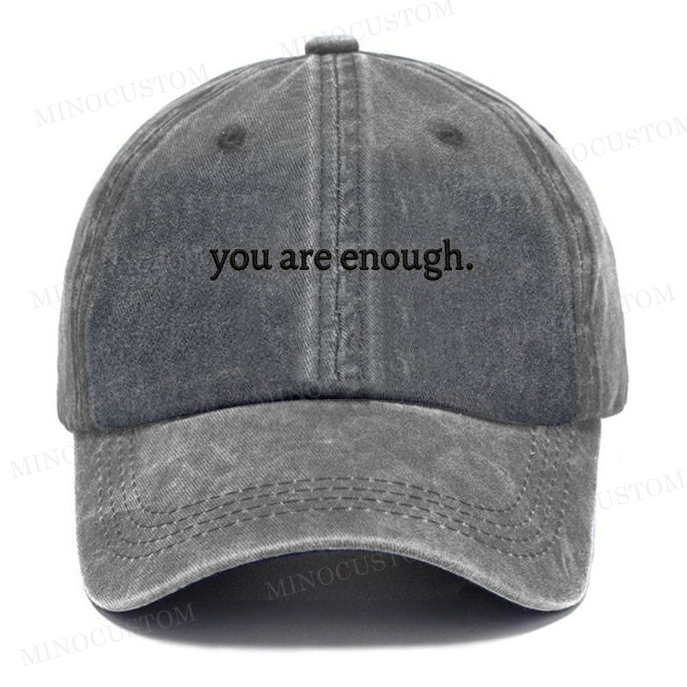 'You Are Enough' Vintage Casual Washed Cap