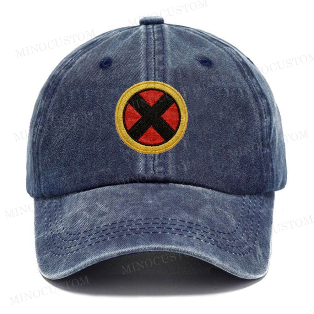 X-Men Embroidered Log Vintage Casual Washed Cap