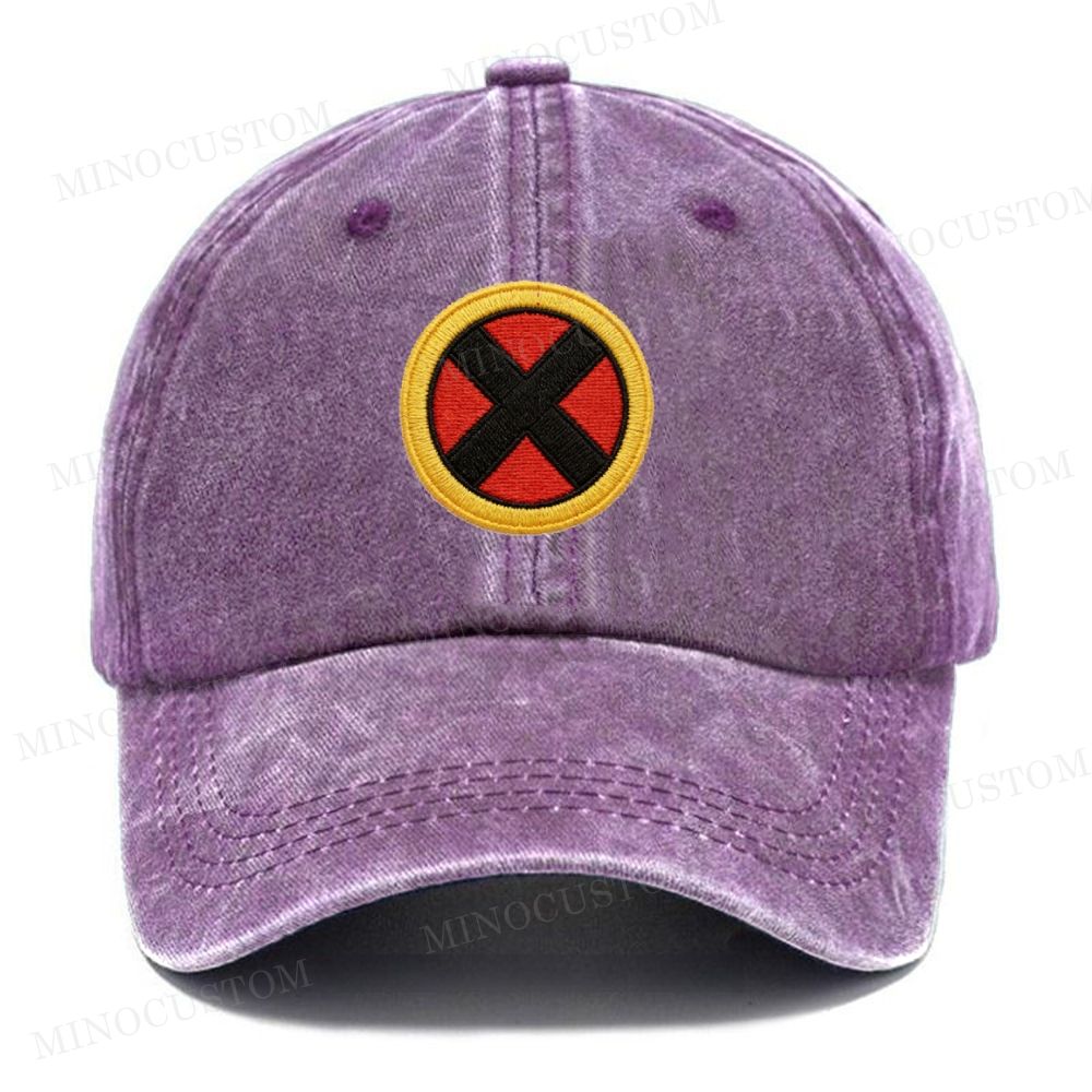 X-Men Embroidered Log Vintage Casual Washed Cap