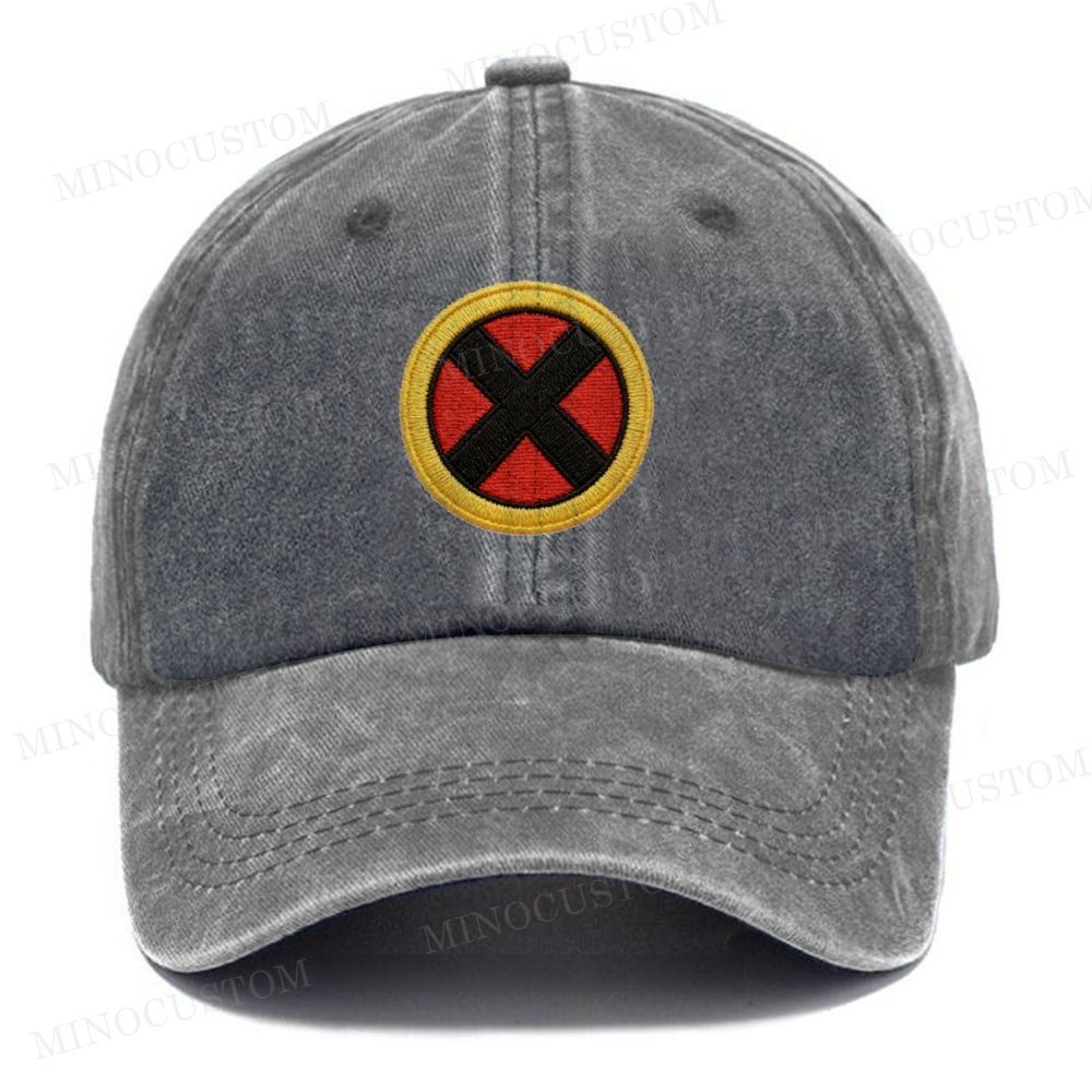 X-Men Embroidered Log Vintage Casual Washed Cap