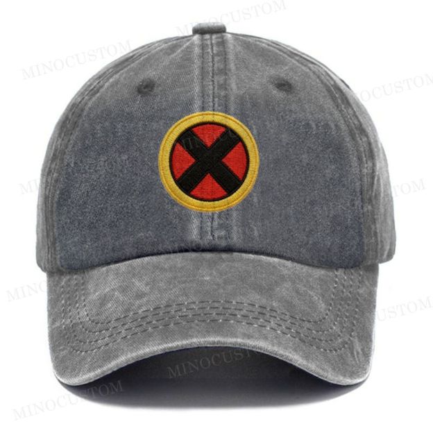 X-Men Embroidered Log Vintage Casual Washed Cap
