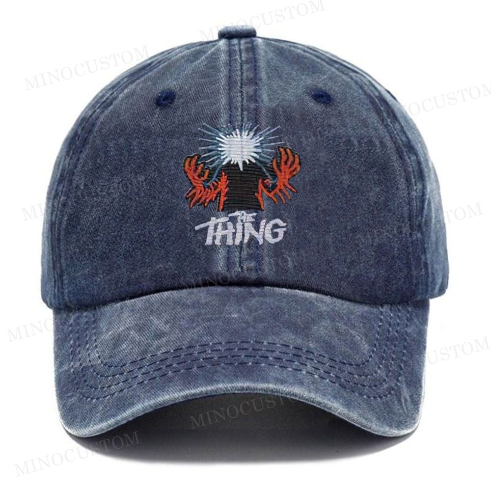 1982 Vintage Horror Movie   Embroidered Washed Cap 