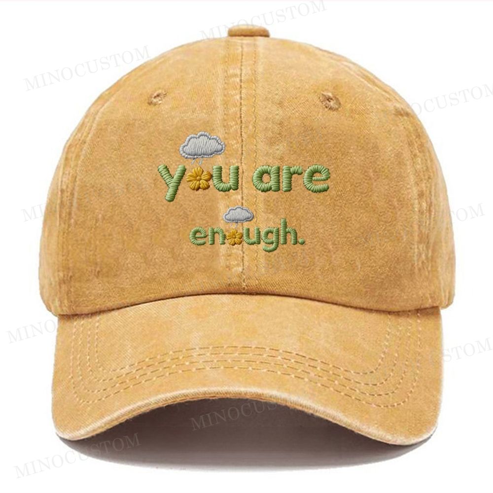 'You Are Enough' Embroidered Vintage Casual Washed Cap