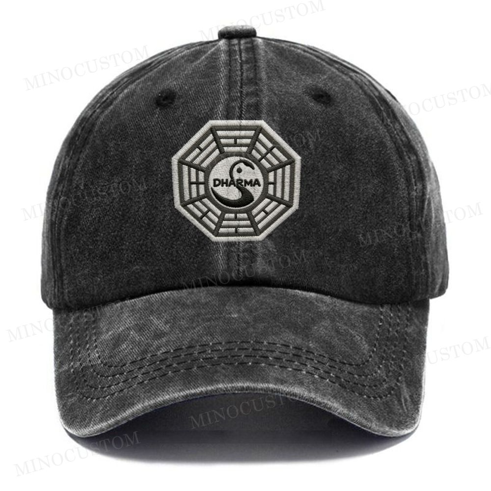 Embroidery Dharma Initiative Logo Vintage Casual Washed Cap