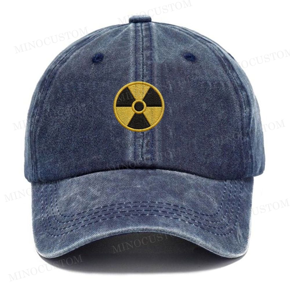 Embroidered  Radioactive Symbol  Washed Cap 