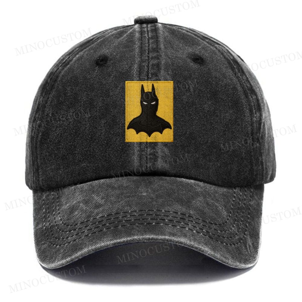 Embroidery Batman Silhouette Vintage Casual Washed Cap