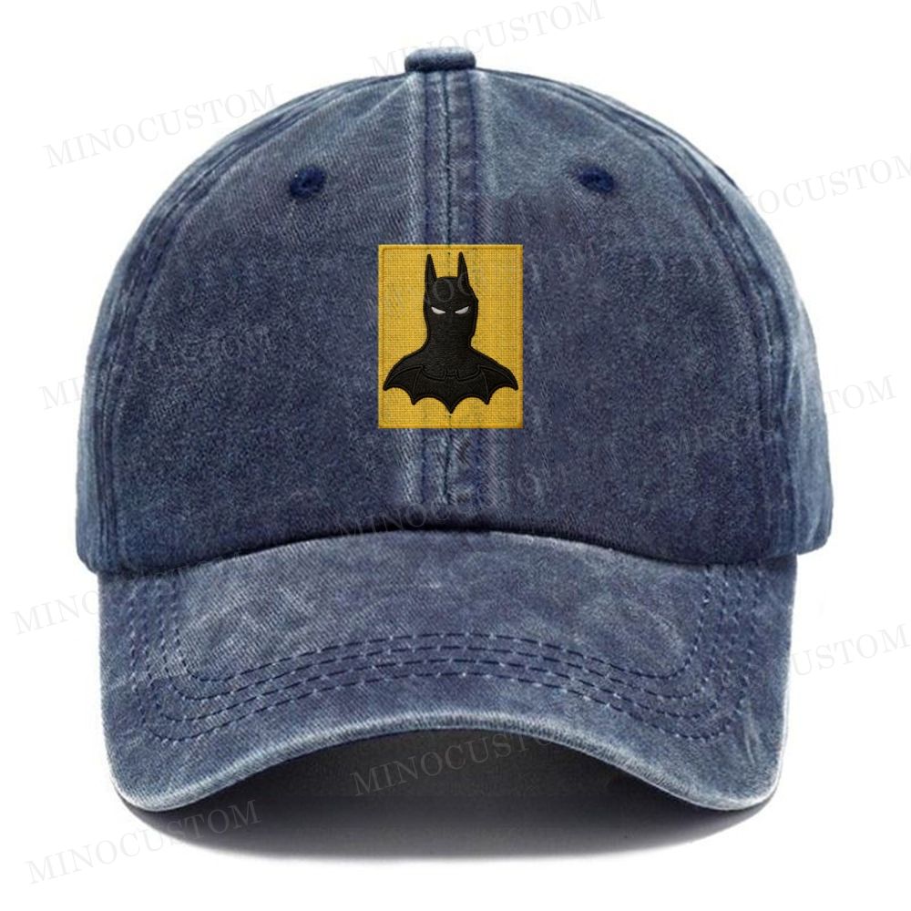 Embroidery Batman Silhouette Vintage Casual Washed Cap