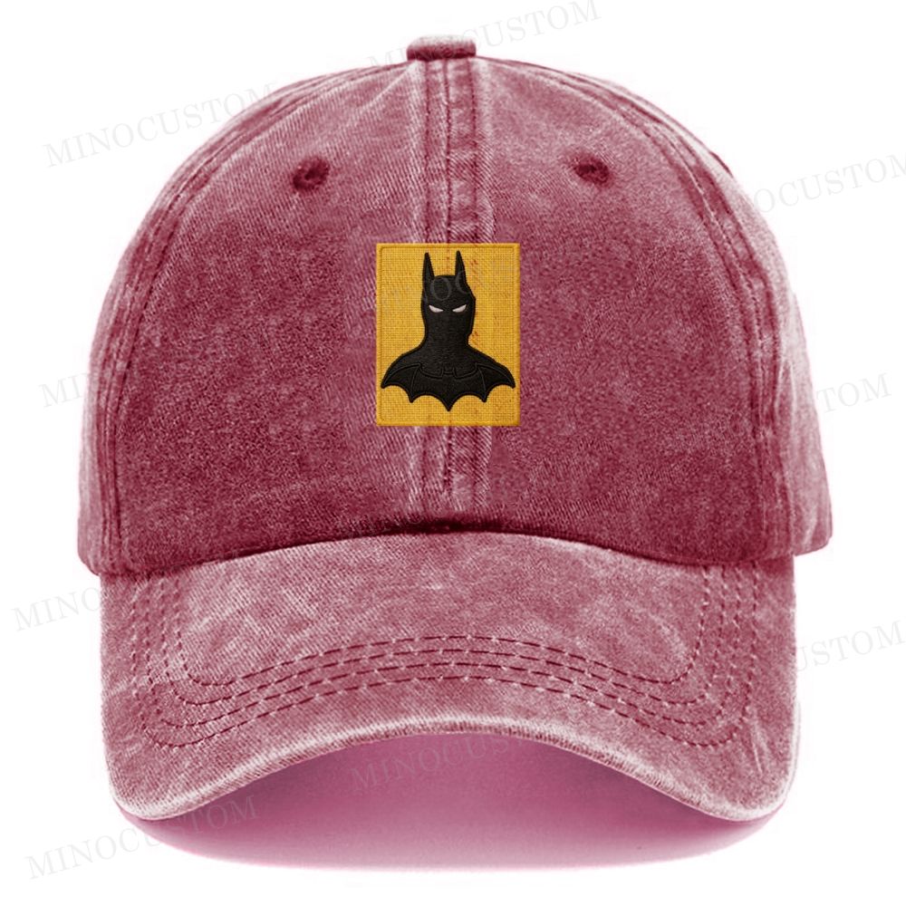 Embroidery Batman Silhouette Vintage Casual Washed Cap