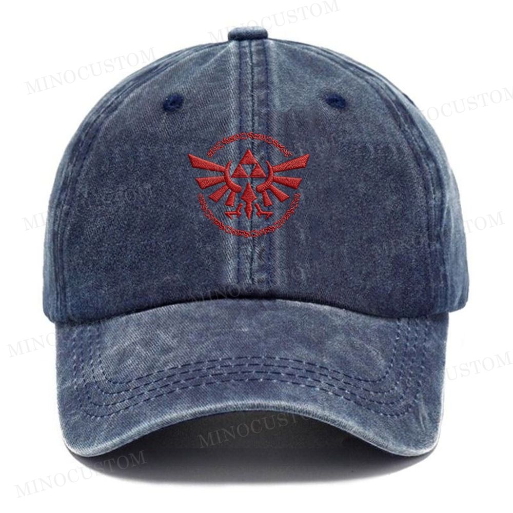 Embroidery  The Legend of Zelda Triforce Vintage Casual Washed Cap