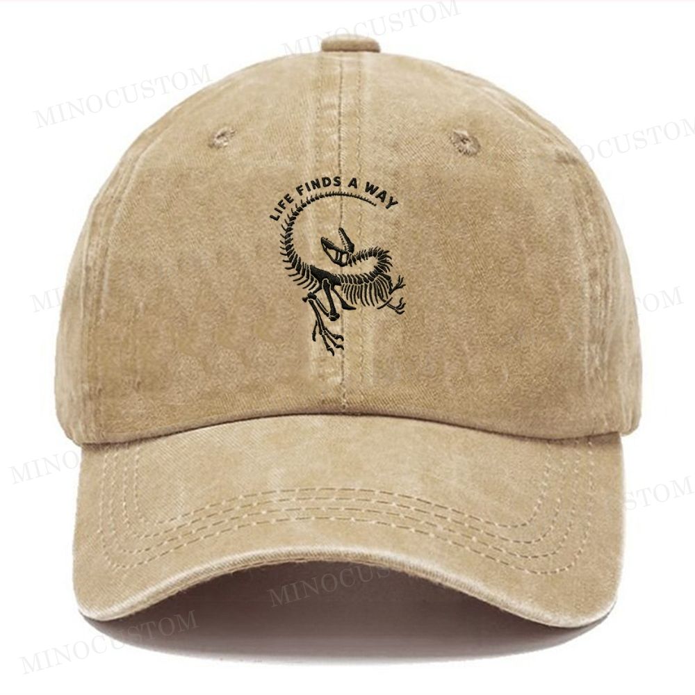 Dinosaur Skeleton Vintage Casual Washed Cap