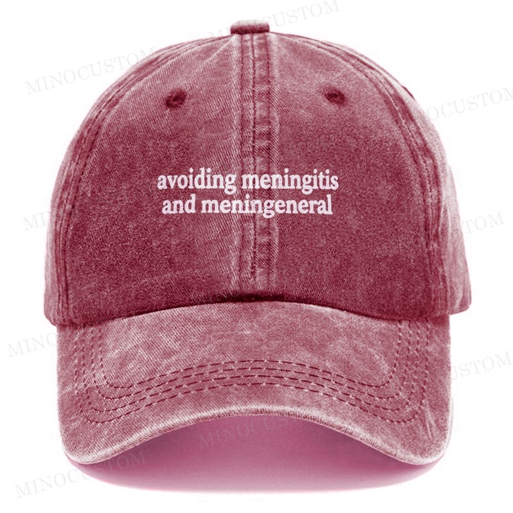 Avoiding Meningitis And Meningeneral Embroidered Washed Cap 