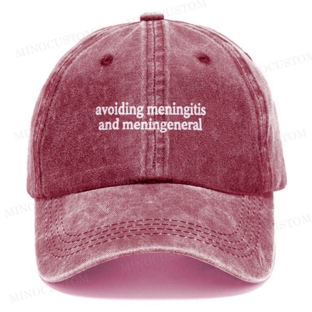 Avoiding Meningitis And Meningeneral Embroidered Washed Cap 