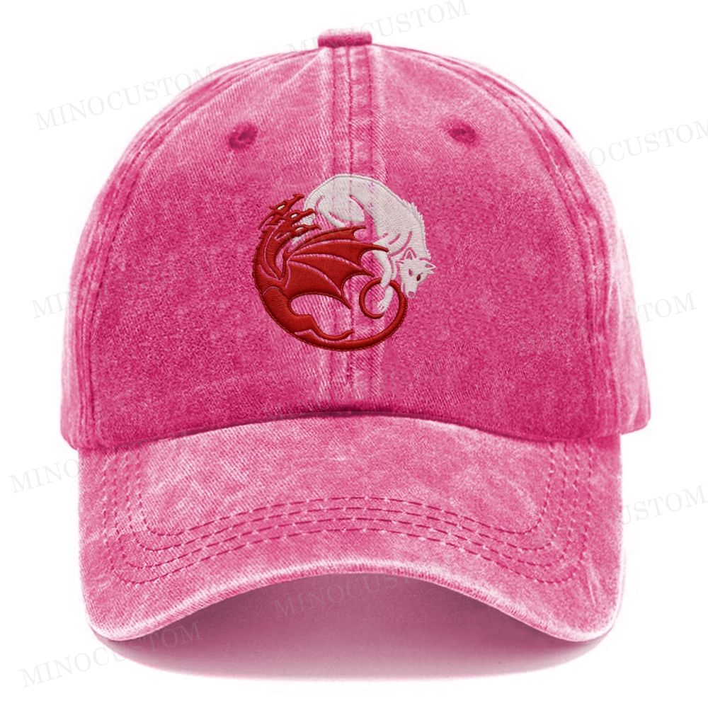 Dragon & Wolf Yin Yang Vintage Casual Washed Cap