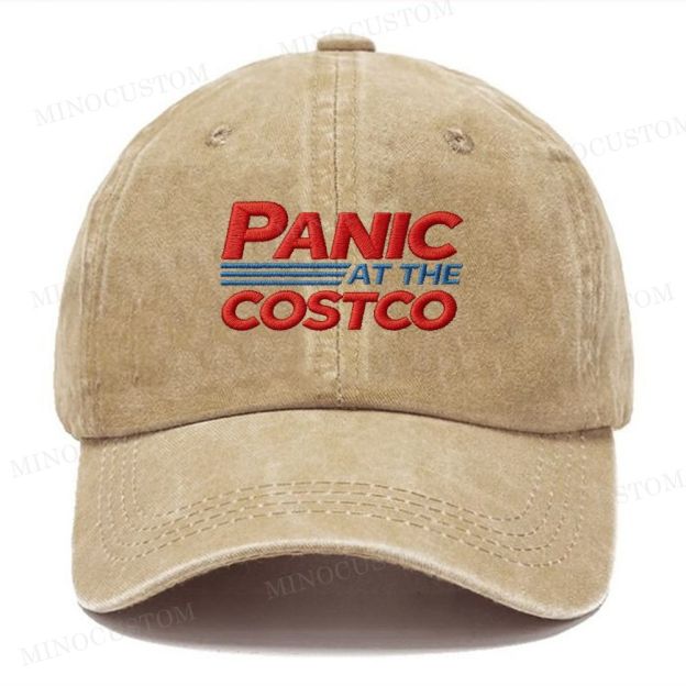 Embroidery  "Panic At The Costco" Slogan Vintage Casual Washed Cap