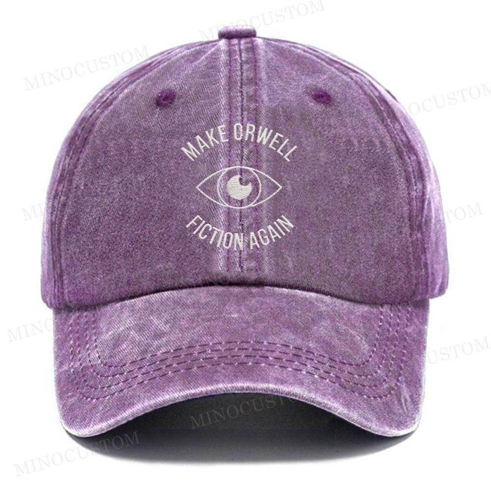 Embroidery "Make Orwell Fiction Again" Slogan Vintage Casual Washed Cap
