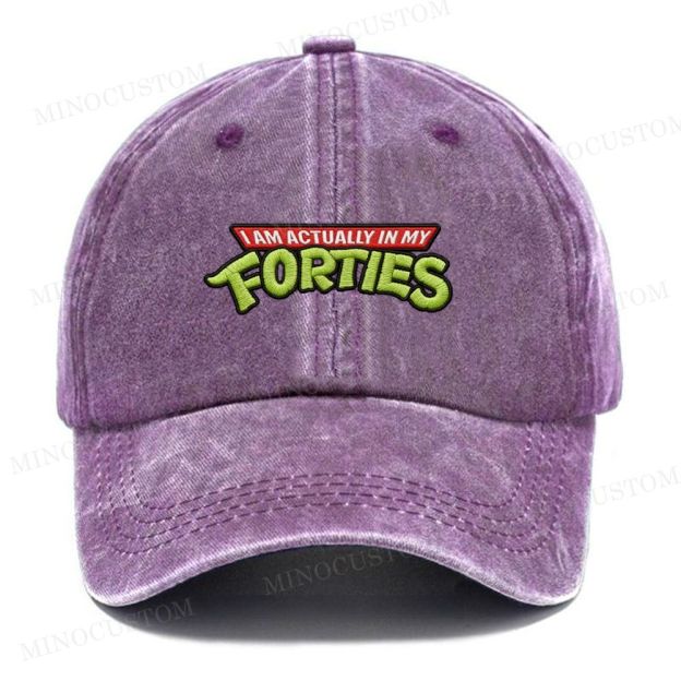 Embroidered  I Am Actually In My Forties Washed Cap 