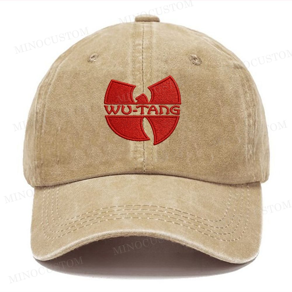 Embroidered  “Wu-Tang Clan Red Logo” Washed Cap 