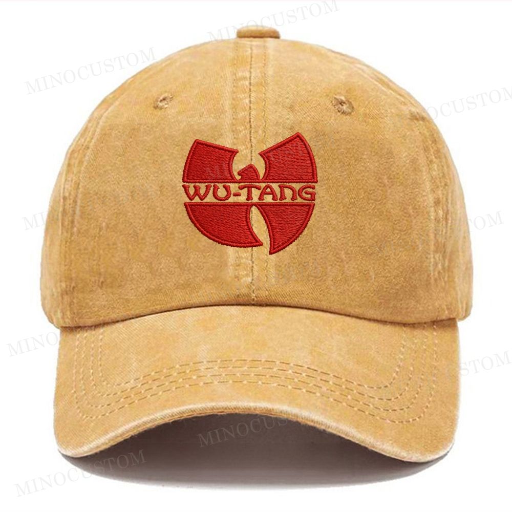 Embroidered  “Wu-Tang Clan Red Logo” Washed Cap 