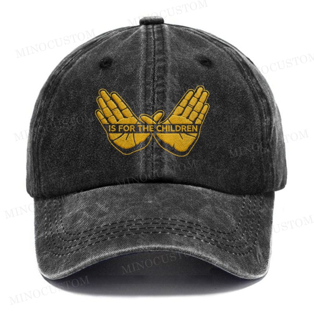 Embroidery  "Is For The Children" Handprint Vintage Casual Washed Cap
