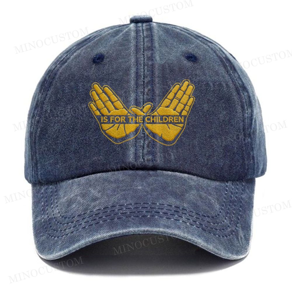 Embroidery  "Is For The Children" Handprint Vintage Casual Washed Cap