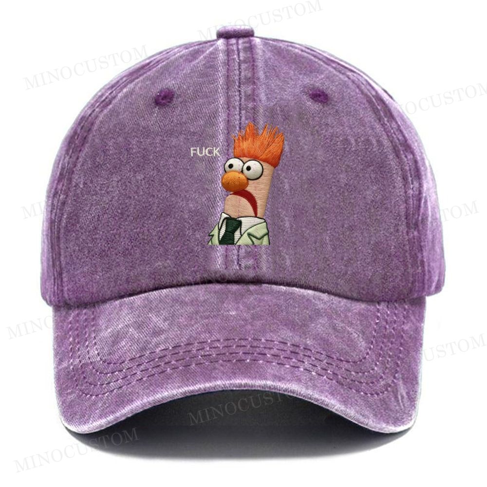 Embroidered "FUCK" Beaker Meme Vintage Casual Washed Cap