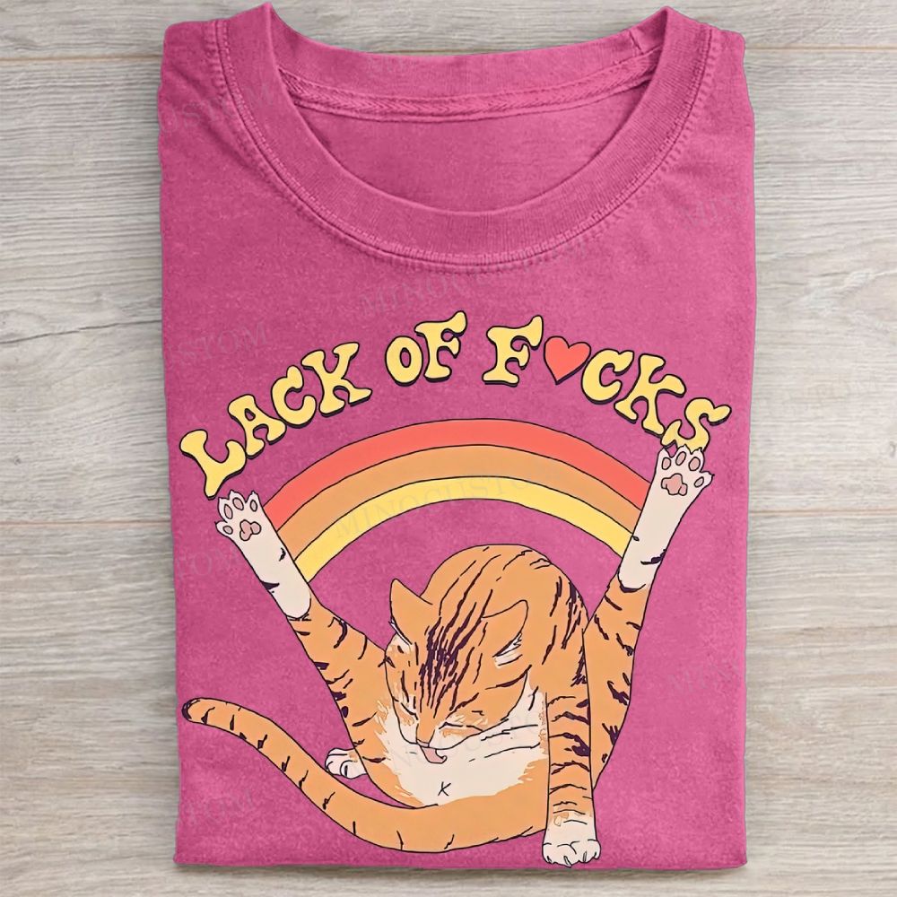  Funny Cat Slogan Vintage Washed Tee