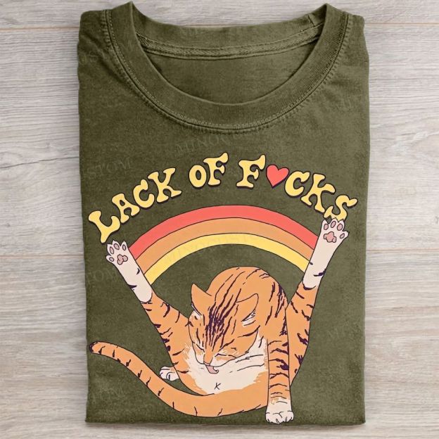  Funny Cat Slogan Vintage Washed Tee
