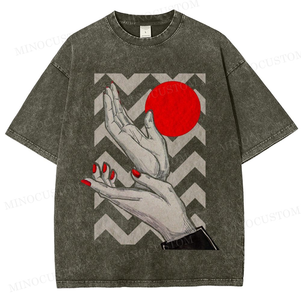 Japanese Style Hands & Sun Washed T-Shirt