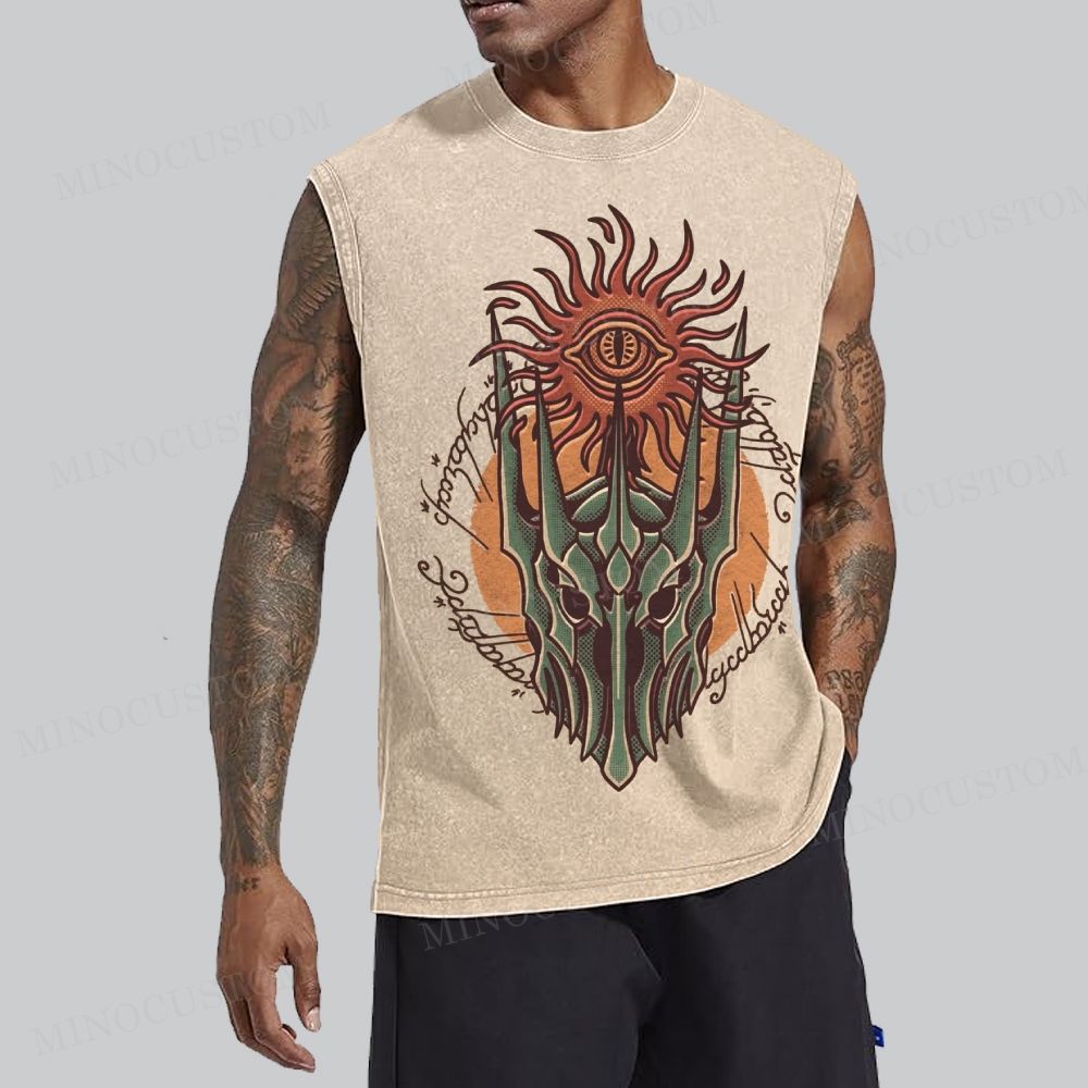 Sauron's Eye and Helm Graphic Washed Vest