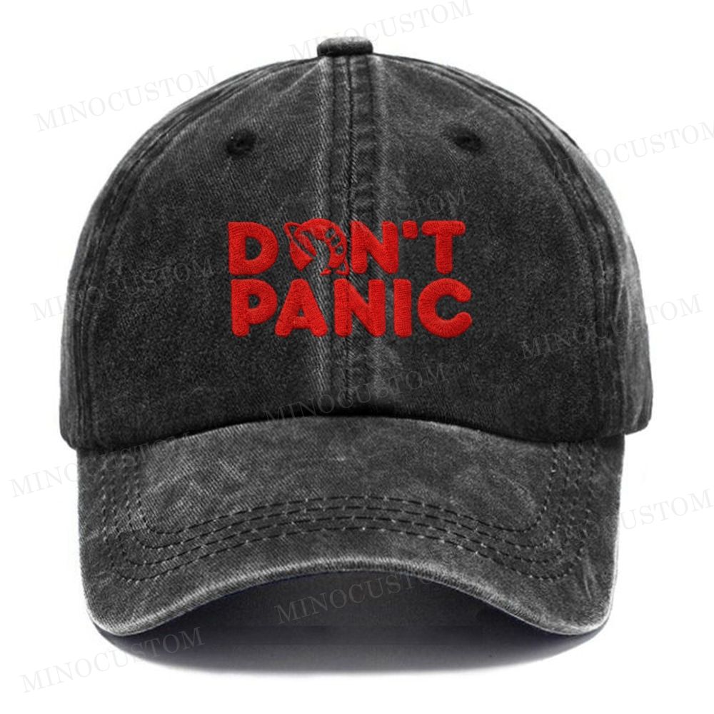 (Embroidery) Don't Panic Washed Cap 