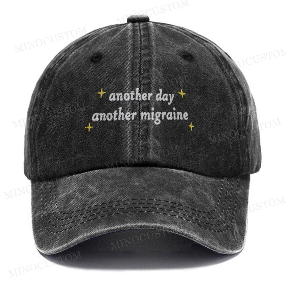 (Embroidery) Another Day Another Migraine 90s Washed Cap 