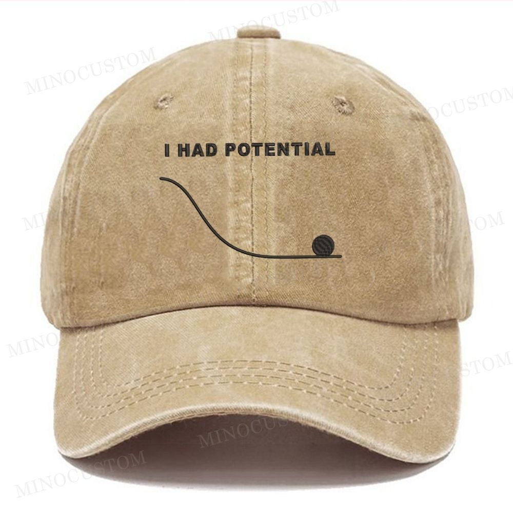 "I Had Potential" Rollercoaster Meme Vintage Casual Washed Cap 