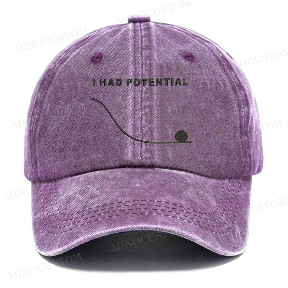 "I Had Potential" Rollercoaster Meme Vintage Casual Washed Cap 