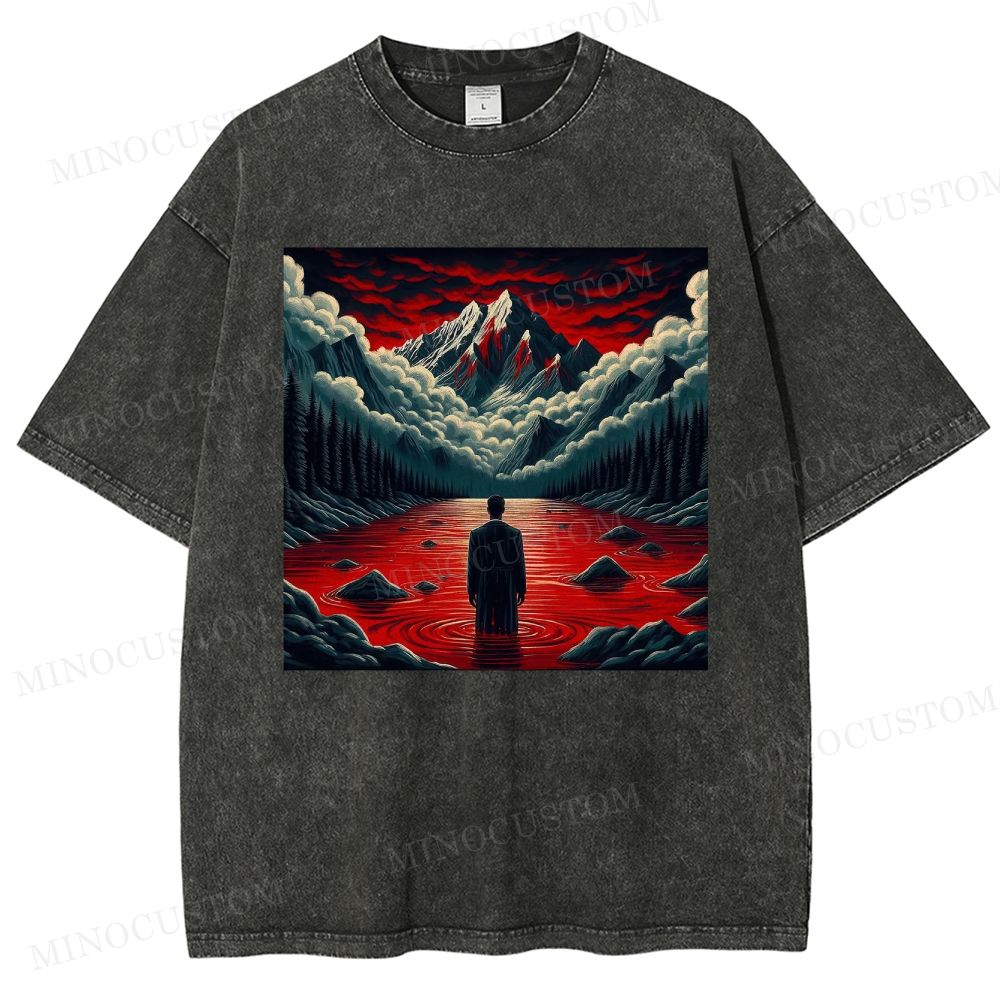 Red River Mountain Man Surreal Vintage Washed T-Shirt
