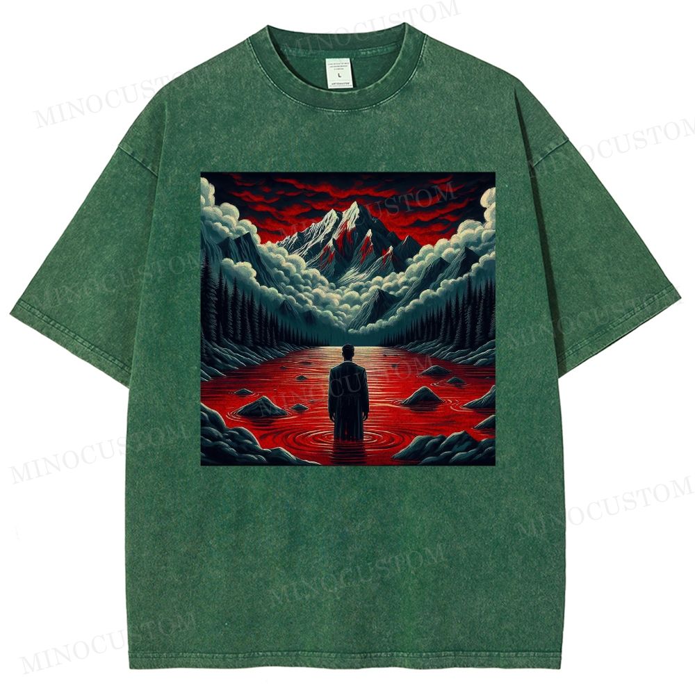 Red River Mountain Man Surreal Vintage Washed T-Shirt