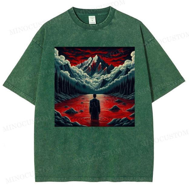 Red River Mountain Man Surreal Vintage Washed T-Shirt
