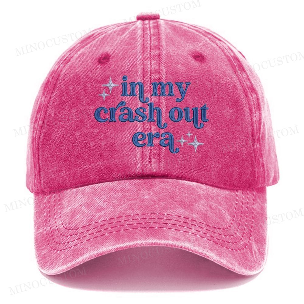 Embroidery "In My Crash Out Era" Vintage Casual Washed Cap