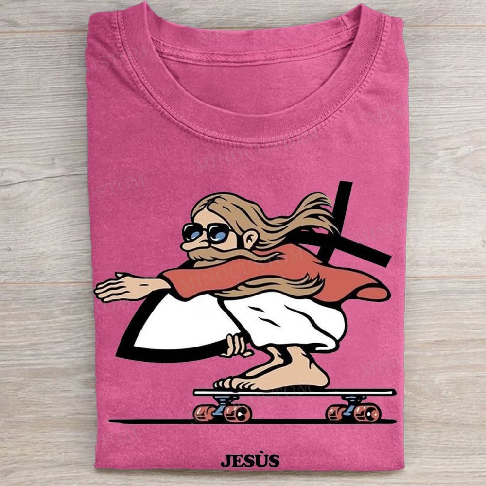 Skateboarding Jesus Vintage Washed Tee