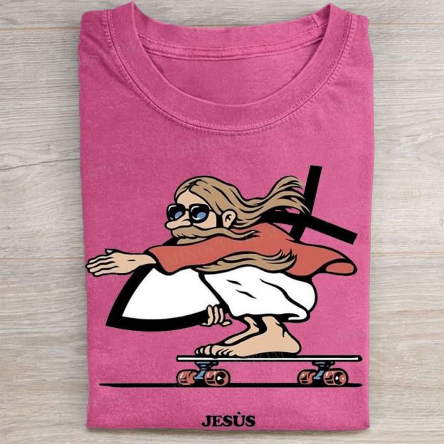 Skateboarding Jesus Vintage Washed Tee