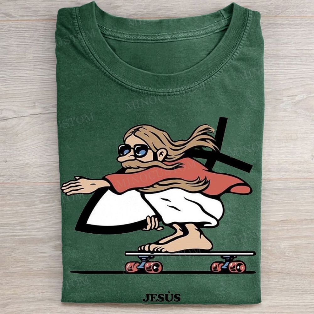 Skateboarding Jesus Vintage Washed Tee