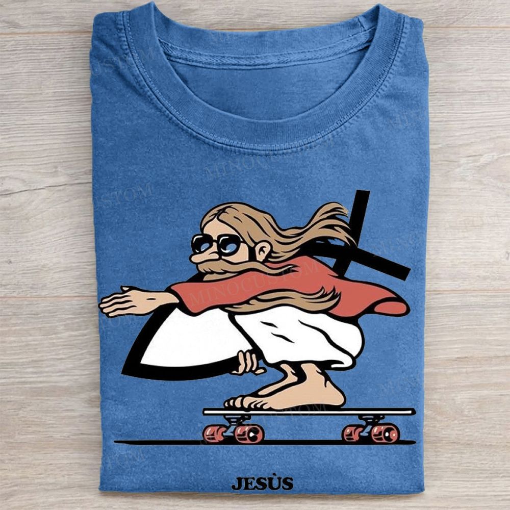 Skateboarding Jesus Vintage Washed Tee