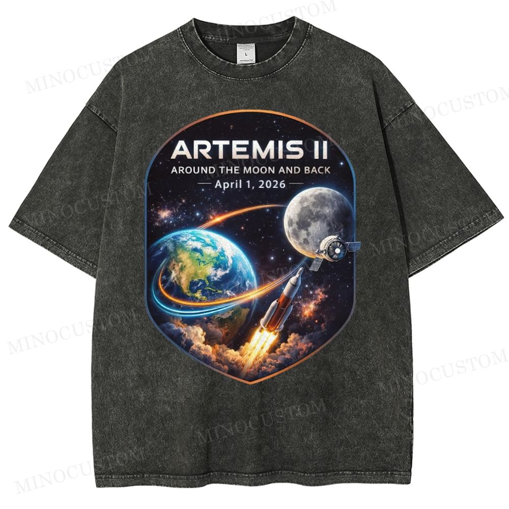 Artemis 2 Journey Around the Moon and Back 2026  Washed T-Shirt 