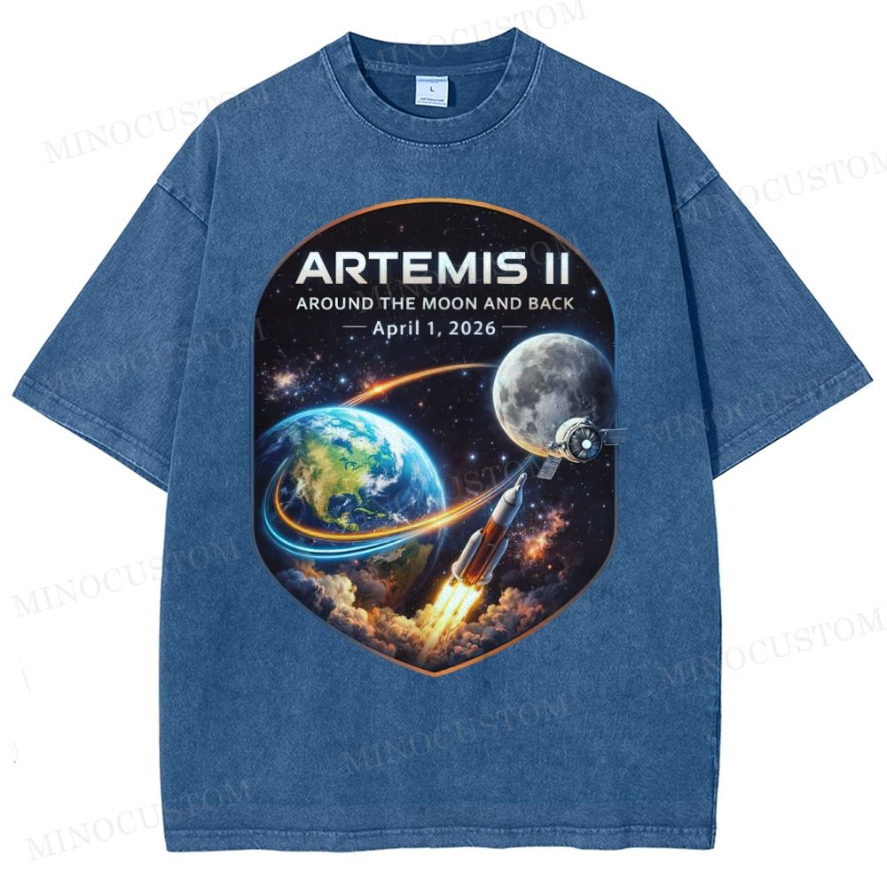 Artemis 2 Journey Around the Moon and Back 2026  Washed T-Shirt 