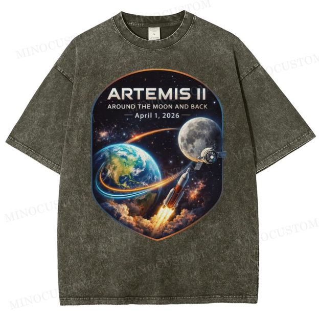 Artemis 2 Journey Around the Moon and Back 2026  Washed T-Shirt 
