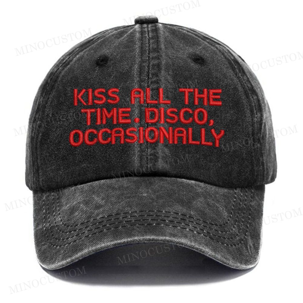 (Embroidery) Retro Slogan Quote Low Profile Casual Washed Cap 