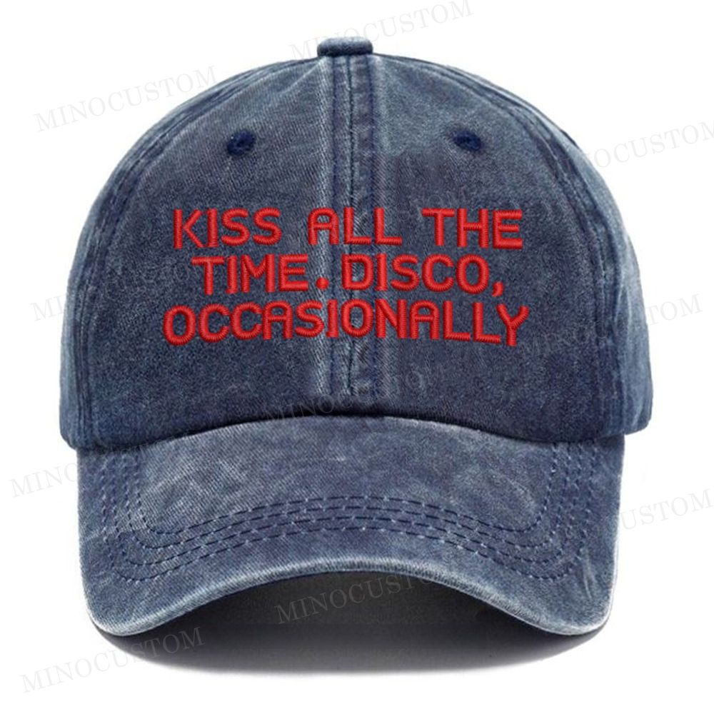 (Embroidery) Retro Slogan Quote Low Profile Casual Washed Cap 